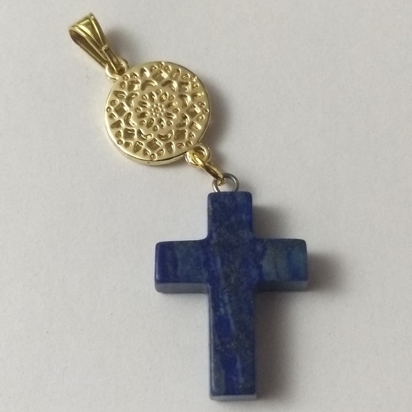 LAPIS LAZULI CROSS - Religious gemstone jewelry - Picture 2 of 2